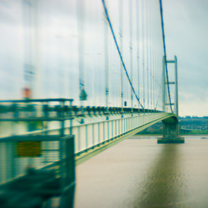 Photograph of the Humber Bridge taken with a Lensbaby